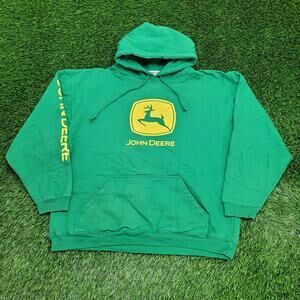 John-Deer Tractor Hoodie Large 25x25 Crop Baggy Boxy Green
